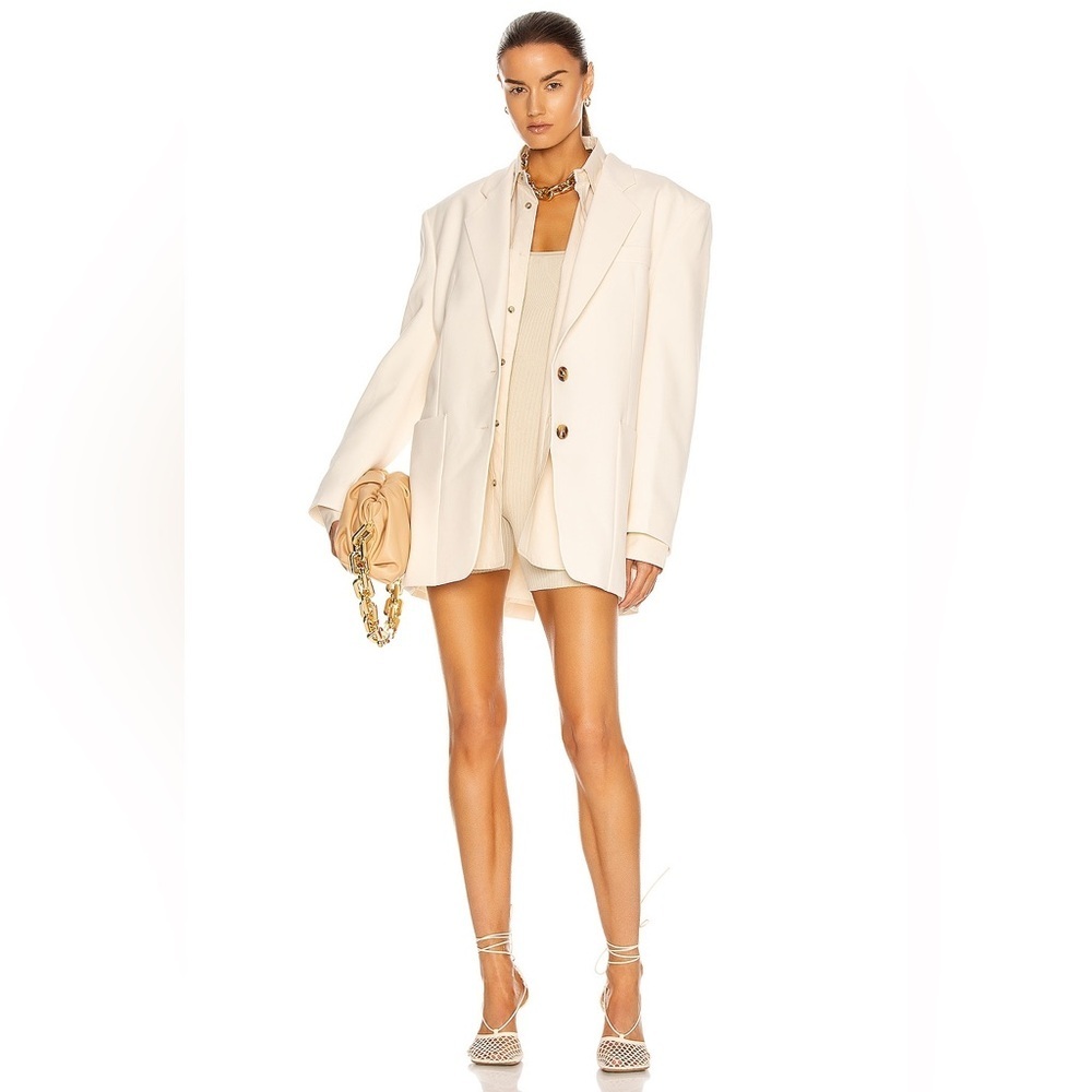 Nanushka Evan Terracotta Single Breasted Vegan Leather Blazer Oversized XS
